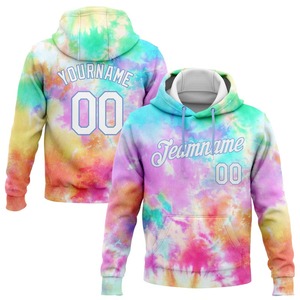 Custom Stitched Tie <b>Dye</b> Manufacturer high quality Fashion Wear <b>Blue</b> 3D Rainbow Sports Pullover Sweatshirt Hoodie - Product Image 1