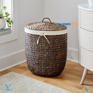 Hot Collection 2025 Water Hyacinth Wicker Handwoven Handicraft <b>Storage</b> Basket Woven Basket Customize Size Room Furniture Decor - Product Image 1