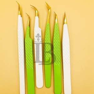 Nouveautés : Pinces à extensions de cils en acier inoxydable durable, design personnalisé, logo privé, courbées pour l'isolation - Product Image 5