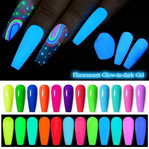 Toptan Neon floresan GelpolishColor son derece Pigment kapalı islatın UV jel özel Logo Glow karanlık jel oje