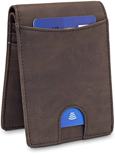 Cartera de Cuero Genuino con Bloqueo para Hombre, Bolsillo Frontal, Tarjetero Minimalista - Product Image 2