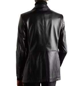 เสื้อแจ็คเก็ตหนังสปริงสั่งตัดได้ ราคาขายส่ง คุณภาพดีเยี่ยม อุ่นสบาย สำหรับผู้ชาย แบบย้อมสีพื้น พร้อมโลโก้ด้านหน้า สไตล์มอเตอร์ไซค์ - Product Image 5