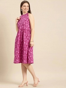 Vestido bohemio de algodón con estampado de bloque de mano indio, nueva moda, longitud Midi, ropa informal de verano, regalo de cumpleaños perfecto Digital Natural - Product Image 5