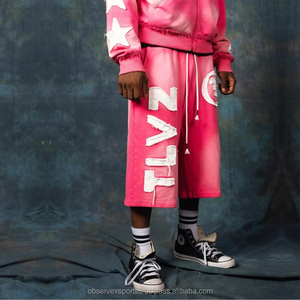 Streetwear d'hiver Survêtement unisexe lourd avec capuche délavée à l'acide Pantalon de survêtement évasé Baggy 100% coton - Product Image 3