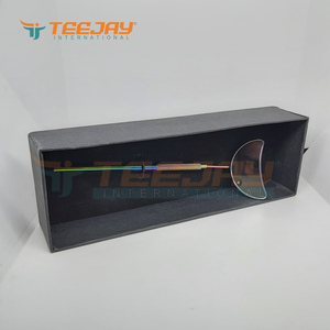 Curved Titanium Rainbow Stainless Steel Cosmetic Lash <b>Mirror</b> with box <b>Magnifying</b> Precision Eyelash Application Custom Log - Product Image 3