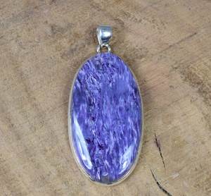 Pendentif ovale en Charoïte fait main, en argent sterling 925, bijou élégant pour femmes et enfants, cadeau de mariage - Product Image 6