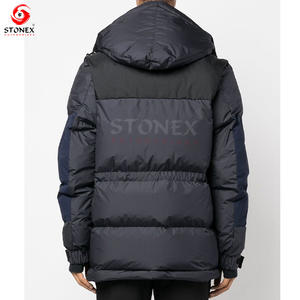 Chaqueta acolchada de invierno de talla grande al mejor precio del fabricante directo para hombre, lona con capucha y soporte de manga completa de Color sólido personalizado - Product Image 5