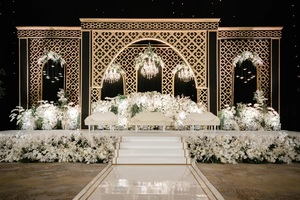 Panneaux métalliques professionnels de style arabe moderne découpés au laser pour la scène de Walima et de Nikkah avec taille personnalisée, design léger - Product Image 3