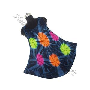 Latest Summer Wear Bohemian 100% Rayon Tie Dye Print Trendy <b>Dress</b> For Girls Women's Umbrella <b>Dress</b> Tie Dye Colorful Design Rayon - Product Image 1