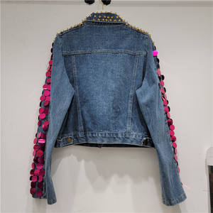 Tendance haute qualité manches régulières femme Denim veste Jeans camionneur veste pour femmes filles veste pour dames - Product Image 6