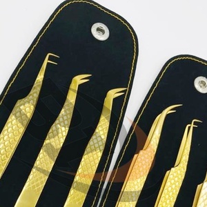 แหนบต่อขนตาปลายแหลม/แหนบปลายแหลมแบบคงทนทำจากสเตนเลสสตีลเคลือบทองโลโก้ตามสั่ง - Product Image 6