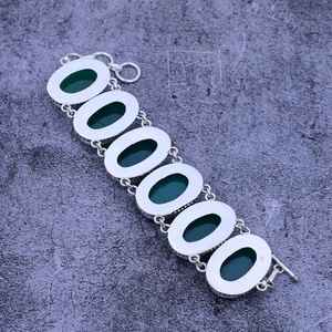 925 Sterling Silver Rhodium Plaqué À La Main Designer Fine Jewelry Bracelet Personnalisé pour Femmes Naturel Vert Onyx Fiançailles - Product Image 6