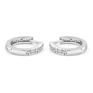 NOVAMART Fine Zarkan 18K Gold and Rhodium Plated Twinkling Hoop <b>Earrings</b> with Diamonds Pearls <b>Cute</b> Trendy Religious Style for We - Product Image 4