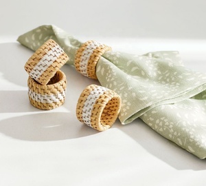 Hot Selling Set Natural Handwoven <b>Rattan</b> Eco-Friendly Napkin Rings Luxury Boho <b>Dining</b> <b>Table</b> Decoration Custom Design Handmade - Product Image 3