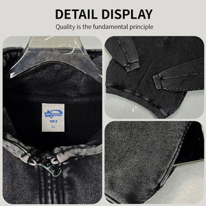 Sudadera de Forro Polar Grueso de Alta Calidad con Cremallera de un Cuarto, Bordada, Oversize, Estilo Vintage Streetwear, Lisa, Personalizable, Unisex, para Venta al por Mayor, de Invierno - Product Image 5