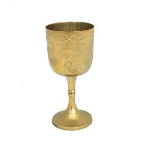 Elegant Finish Brass <b>Wine</b> <b>Goblet</b> Engraved Handmade Chalice Vintage Metal Drinking Cup Antique Style Barware Wedding Gift Decor - Product Image 1