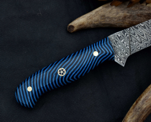 มีดแล่เนื้อเหล็กดามัสกัสทำด้วยมือมีดแล่เนื้อสีฟ้าทำด้วยมือมีดทำครัวสำหรับแล่เนื้อปลา - Product Image 5