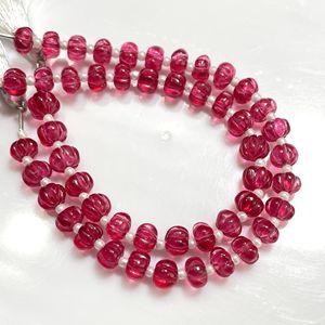 Premium Quality Ruby Quartz Melon Shape Beads Quartz Carved Rondelle Beads <b>Colour</b> Coated For Jewelry Making - Product Image 4