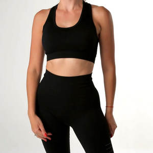 Service OEM Ensemble de soutien-gorge de sport et de leggings pour femmes, solide, léger, respirant, sans couture, manches longues, logo personnalisé, taille plus 3 - Product Image 3