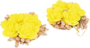 ชุดเครื่องประดับดอกไม้ทำด้วยมือสำหรับเจ้าสาวมุสลิมกุหลาบประดับสร้อยคอต่างหูเครื่องประดับ Tikka สำหรับงานแต่งงาน - Product Image 3