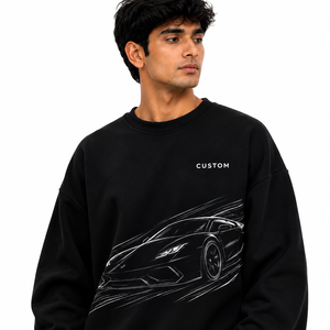 Trendy Sports Graphic Print Men's <b>Sweatshirt</b> <b>Black</b> Crew Neck Artwork Oversized Fit Custom Design Cotton Wholesale <b>Sweatshirt</b> USA - Product Image 3