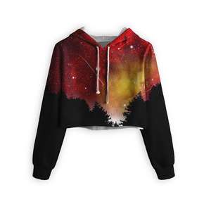 Sublimación Crop Mujeres Sudaderas con capucha Nueva llegada Custom Womens All Over Print Hoodies Poliéster Crop Hoodie - Product Image 2