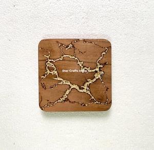 4X4 Inch Square Resin & Wood Coasters Wood Resin Mats Pads Round Home Hotel Epoxy Resin Acacia Wood <b>Kitchen</b> <b>Accessories</b> - Product Image 5