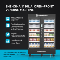 Máquina Expendedora de Alimentos con Sistema Único de 1130L, Impulsada por IA, Doble Puerta, Refrigerada para Productos Congelados, Comercial