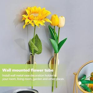 Jarrón alto de metal dorado para arreglo floral, maceta decorativa elegante para evento de boda en casa o mesa de restaurante, centro de mesa de lujo - Product Image 3