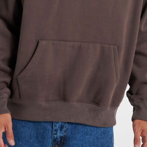 Sweat à capuche en molleton 100% coton uni pour homme, respirant, séchage rapide, automne, 320g, broderie, coupe ample, vente chaude - Product Image 4