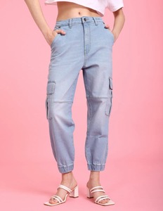 High on Demand Joggers de mezclilla con cintura elástica para hombres Viajes Oficina y salidas de fin de semana disponibles al mejor precio - Product Image 2