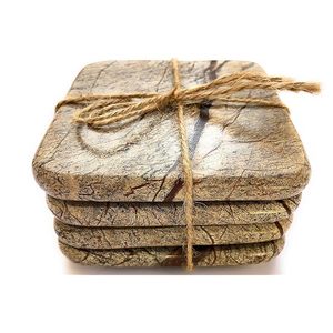 Ensemble de sous-verres décoratifs en marbre pour cuisine créative avec support en bois Tapis et tampons en pierre - Product Image 3