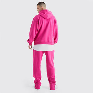 Ensemble de survêtement d'hiver rose uni pour homme, sur mesure, très vendu, ensemble de sweat-shirt à capuche et de pantalon pour homme, best-seller - Product Image 4