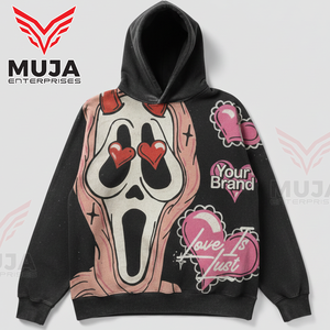 Sweat à capuche noir surdimensionné pour homme, streetwear, imprimé graphique - Product Image 6