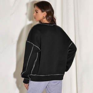 Sweatshirts surdimensionnés à coutures contrastées anti-boulochage personnalisés, coupe décontractée, parfaits pour les tenues de femmes - Product Image 3