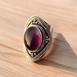 925 argent Sterling améthyste grande bague pour femmes délicate minimaliste bohème concepteur déclaration pierres précieuses bijoux personnalisés chrétien - Product Image 4