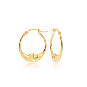 Pendientes de aro Vintage chapados en oro de 22 quilates con diseño de luna creciente, hechos a mano, elegantes, venta al por mayor, joyería de plata de ley 925 - Product Image 1