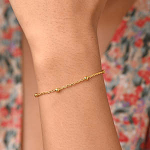 Pulsera CLARA de Plata Pura 925 con Cadena de Bolas Doradas, Bañada en Rodio y Oro con Diamantes, Ideal para Regalo, Fiesta, Boda, Tipo Brazalete - Product Image 5