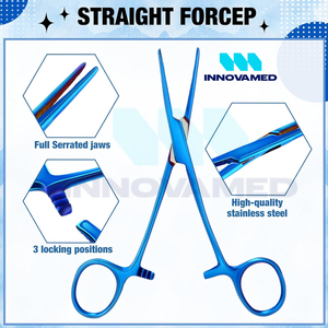 Alicates curvos rectos de acero inoxidable azul de buen proveedor Instrumentos quirúrgicos manuales reutilizables con soporte en línea - Product Image 3
