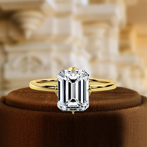 Anillo de Compromiso con Diamante Cultivado en Laboratorio, Corte Esmeralda de 1 Quilate, Oro Amarillo de 14K, Certificado IGI, Anillo de Aniversario - Product Image 3