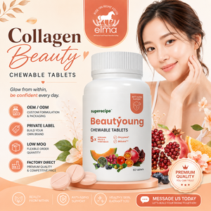 Comprimés à croquer Beauté & Vitalité au Collagène avec Vitamine C, Extrait de Pamplemousse et Extrait de Graine de Melon pour la Santé de la Peau - Product Image 1