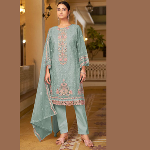 ผ้าโปร่งหนาพิเศษพร้อมคอลเลกชันชุดปักหนาพิเศษผู้ผลิตโดยการส่งออกใน Gujarat - Product Image 2