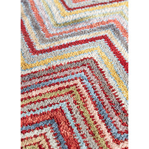 Alfombras Manchaha de Lana y Seda de Bambú Anudadas a Mano, Diseño Chevron Rojo y Naranja para el Hogar-Les-427 - Product Image 3