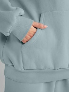 Conjuntos de 2 piezas para mujer, Sudadera con capucha de salón, conjuntos de sudadera de gran tamaño, pantalones de chándal holgados de moda de otoño con bolsillos, chándal - Product Image 5