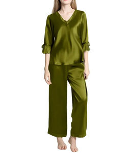 Nueva moda de alta calidad para mujer, ropa informal cómoda, vestido de noche al por mayor, pijama liso de seda, vestido de noche con logotipo personalizado - Product Image 1