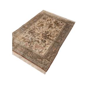 Tapis en soie noués à la main Gulmarg, grand tapis rectangulaire bohème vert avec imprimé abstrait animalier pour l'entrée de la maison, le couloir - Pae-5771 - Product Image 2