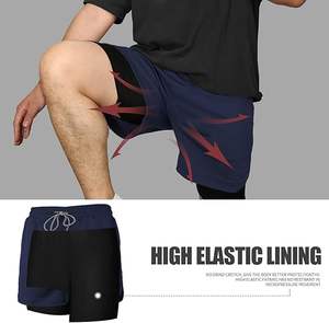 Pantalones Cortos Deportivos 2 en 1 de Poliéster de Secado Rápido para Hombre, Compresión para Exteriores, Ajustados, para Correr, con Estampado por Sublimación - Product Image 6