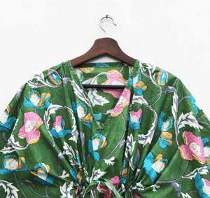 100% Cotton Women Summer Clothing <b>Short</b> Loose Kaftan <b>Dress</b> Plus Size Floral Print <b>Dress</b> Sleepwear Loose <b>Maxi</b> Kaftan - Product Image 2