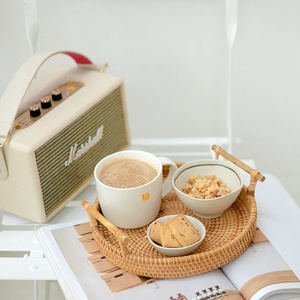 Bandeja de servicio de ratán de cerámica ecológica de alta calidad Vietnam tamaño personalizado perla madre perla Mango para uso doméstico servicio de alimentos - Product Image 6