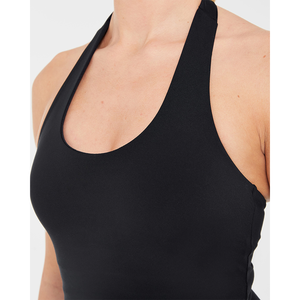 Dernier logo personnalisé Halternack noir pour femmes haut court extensible et beurre doux léger Fitness entraînement haut court t-shirts pour les femmes - Product Image 4